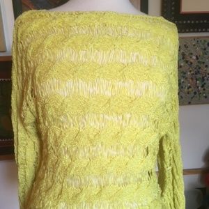 Anthropologie woven chartreuse top